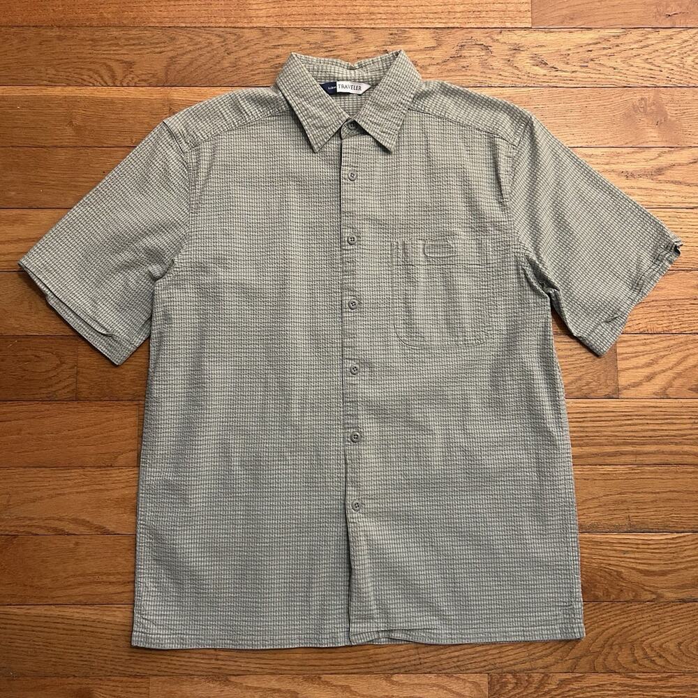 Vintage Ll Bean Traveler Plaid Straight Hem Short Sleeve Button Up Shirt Medium